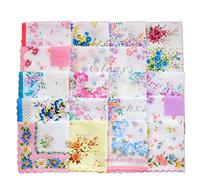 Domino 10 pcs random color Women's Girls Handkerchiefs Vintage Floral Print Cotton Blossom Flower 30x30cm Hand Towel