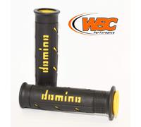 Domino A250 XM2 Dual Density Super Soft Motorcycle Handlebar Grips Black Yellow