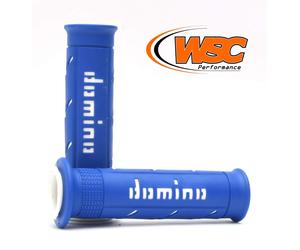 Domino A250 XM2 Dual Density Super Soft Motorcycle Handlebar Grips Blue & White