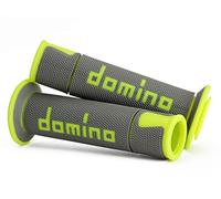 Domino A450 Road Race Performance Motorcycle Handlebar Grips - Medium/Soft (Grey/Neon Yellow)