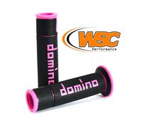 Domino A450 Road Racing Motorcycle handlebar Grips Black and Pink - Medium Soft