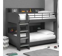 Domino - Single -Kids Bunk Bed - Storage - Dark Grey - Wood and Metal - 3ft - Happy Beds