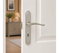 Domino Ballen M9 Nickel Door Handle BB72 72mm Aluminium Internal Key