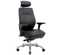 Domino High Back Black Ergonomic Posture Chair With Arms And Headrest Black Bonded Leather