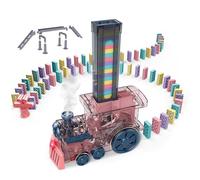 Domino Train Toy - Automatic Block Laying, Colorful Track Builder | Battery powered engine with refillable cartridge system, interactive playset designed to develop motor skills and creativity