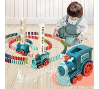 Domino Train Toy Set, Automatic Domino Laying Electric Train Kids Construction and Stacking Dominoes Game Toys for Best Christmas Brithday Gifts for Boys and Girls (80PCS Blocks)