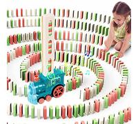 Domino Train Toy Set with 100PCS Domino Blocks, Automatic Domino Laying Electric Train with Sound, Domino Train Blocks Set, Kids Construction and Stacking Toys (Indigo)