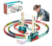 Domino Train Toy Set with 100Pcs Domino Blocks, Automatic Domino Train for 3 4 5 6 7 Years Old, Dominoes Rally Train Sets for Boys Girls Kids（100pcs Blocks）