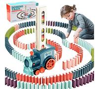 Domino Train Toys for 3 Year Old Boy Gifts, Automatic Domino Laying Electric Train with 100Pcs Domino Blocks, Kids Building and Stacking Train Dominoes Game Toys for 3 4 5 Year Old Boys Gifts