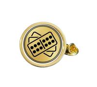 Dominoes Double Six Gold Plated Domed Lapel Pin Badge (L) in Bag