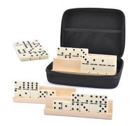 Dominoes Set - 28 Pieces, C Game - Double Six Minos with Hard EVA Case, Night Must, Classic Tiles | Portable Travel Game for Dorm, Camping