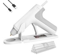 DOMINOX Cordless Hot Glue Gun with 20 Glue Sticks, 25s Fast Preheating, 2000mAh Type-C Rechargeable, Smart-Power-Off, for Art, Craft, DIY, Home Repairs, White