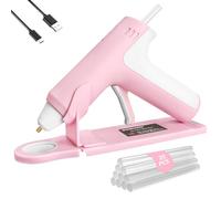 DOMINOX Cordless Hot Glue Gun with 20 Glue Sticks, 25s Fast Preheating, 2000mAh Type-C Rechargeable, Smart-Power-Off, for Art, Craft, DIY, Home Repairs, Pink