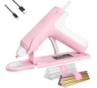 DOMINOX Cordless Hot Glue Gun with 30 Glue Sticks, 25s Fast Preheating, 2000mAh Type-C Rechargeable, Smart-Power-Off, for Art, Craft, DIY, Home Repairs, Pink