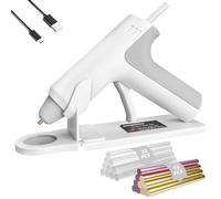 DOMINOX Cordless Hot Glue Gun with 30 Glue Sticks, 25s Fast Preheating, 2000mAh Type-C Rechargeable, Smart-Power-Off, for Art, Craft, DIY, Home Repairs, White