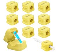 DOMIRA 10 Magnetic Cable Holder Clips - Desk Cable Tidy & Charger Cable Organiser - Magnetic Door Clip for Wire Management - 6 Colours - Self Adhesive Clip for Desk Cable Organizer (Yellow)