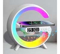 DOMIRA 6 Inch 1 Smart G-shape Wireless Speeker Alarm Clock Fast Wireless Charging Lamp - Rgb Light, Phone Control, Sound Machine - Smart Clock For Bedroom Accessories & Gifts - (White)