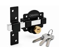 Domira 70mm Long Throw Gate Lock, Double-Sided Key Lock, Heavy Duty Stainless Steel For Wooden Gates, Sheds & Doors, 5 Keys