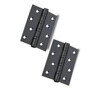 Domira 2 Pack 4 Inch Polished Black Ball Bearing Hinges Heavy Duty Steel Door Hinges For Wooden Doors Durable Black Butt Hinges