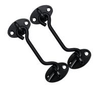 Domira Hook And Eye Latch Heavy Duty Stainless Steel 203mm / 8 Inch Black For Doors, Gates, Sheds & Windows 2 Pack With Fixings