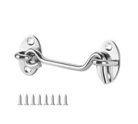 Domira Hook & Eye Latch - Heavy Duty Stainless Steel Door Lock | 3, 4, 6, 8 Inch | Gate Hook and Eye Latch for Doors, Sheds, Windows, Barns, Sliding Doors, and Wooden Gates (Chrome) (3 Inch)
