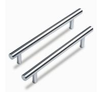 DOMIRA Premium Silver & Black Wardrobe Handles - 96mm, 128mm, 160mm | Modern Cabinet Door Handles for Kitchen, Bedroom, Bathroom, Cupboard, Drawers | Sleek Aluminum Alloy Design (2, Chrome, 160 MM)