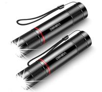 DOMIRA LED Torch Rechargeable [2 Pack], 2000L Super Bright Adjustable Focus Flashlight, 3 Modes, Long Battery Life, Waterproof Pocket Torch for Camping, Hiking, Outdoor, Emergency, Power Cuts