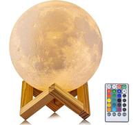 Moon Lamp 18Cm, 16 Colour Rgb Rechargeable Night Light With Remote & Touch Control
