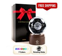 Domira "orbital Dreams" 8.2Cm 3D Crystal Ball Light, Ringed Planet Led 360 Rotating Base, Christmas Gift, 7 Colours, 5 Modes