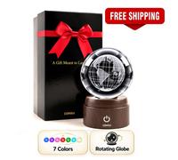 Domira "our Planet" 8.2Cm 3D Crystal Ball Light, Earth Led Globe, Christmas Gift, 7 Colours, 5 Modes, 360 Rotating Base