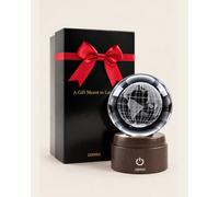 Domira Our Planet Illuminated Christmas Crystal Globe, Rotating Led Base, Usb-C, 7 Colours, 5 Modes, 8.2Cm