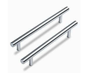 DOMIRA Premium Silver & Black Wardrobe Handles - 96mm, 128mm, 160mm | Modern Cabinet Door Handles for Kitchen, Bedroom, Bathroom, Cupboard, Drawers | Sl luminum Alloy Design (2, Chrome, 160 MM)