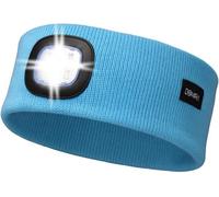 DOMIRA Rechargeable Led Head Torch | Super Bright Headlamp for Running, Camping, Hiking | Waterproof Hard Hat Light | USB Headtorch | Head Lamp for Adults, Kids, Fishing, Mechanic, Work (Sky Blue)