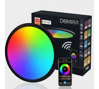 DOMIRA Smart LED Ceiling Light 24W Ø30cm, RGB + 2700K-6500K Adjustable White, 2000LM, Remote/App Control, Alexa & Google Compatible, Modern Flush Mount ABS+PP (Without Remote)