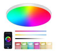 DOMIRA Smart LED Ceiling Light 30W, RGB + Adjustable White 2700K-6500K, 2000LM, Alexa & Google Compatible, Ø30cm, with/Without Remote Options (Without Remote)