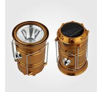DOMIRA Solar & USB Rechargeable Camping Lantern - LED Camping Light Portable Solar-Powered Lantern Torch for Hiking, Fishing, Power Cuts & Survival Kits (Golden)