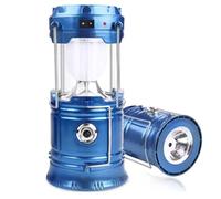 DOMIRA Solar & USB Rechargeable Camping Lantern - LED Camping Light Portable Solar-Powered Lantern Torch for Hiking, Fishing, Power Cuts & Survival Kits (Blue)