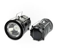 DOMIRA Solar & USB Rechargeable Camping Lantern - LED Camping Light Portable Solar-Powered Lantern Torch for Hiking, Fishing, Power Cuts & Survival Kits (Black)