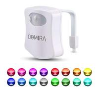 DOMIRA Toilet Light Motion Sensor - Led Bathroom Night Light | Motion Sensor Toilet Light | Stick-on Magnetic Wall Light | Indoor Motion Lights | Battery-Powered Stair Lights (RGB 16 Colors)