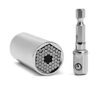 Domira Universal Socket Set 7mm-19mm with Drill Adapter & 50mm Extension Rod - Durable 35k & 40Cr Tool for DIY, Car Repairs, Gifts for Men - Multitool Wrench Solution 2 Inch Extension Rod