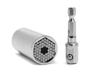 Domira Universal Socket Set 7mm-19mm with Drill Adapter & 50mm Extension Rod - Durable 35k & 40Cr Tool for DIY, Car Repairs, Gifts for Men - Multitool Wrench Solution 2 Inch Extension Rod