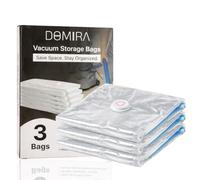 DOMIRA Vacuum Storage Bags Space Saver Bags for Clothes, Duvets, Bedding, Pillows & Blankets - Double Zip Airtight Seal - Reusable Heavy Duty Vacuum Bags for Wardrobe, Moving & Travel - Large 6 Pack