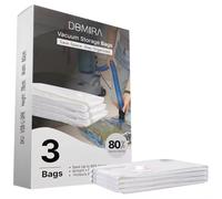 Domira Vacuum Storage Bags - Space Saver Bags For Clothes, Duvets, Travel - 3/9/12 Pack Variations - Airtight Compression Seal - Reusable, Heavy Duty Vacuum Bags (3, L)