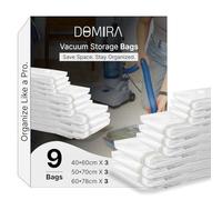DOMIRA Vacuum Storage Bags - Space Saver Bags For Clothes, Duvets, Travel - 3/9/12 Pack Variations - Airtight Compression Seal - Reusable, Heavy Duty Vacuum Bags (9PK, SxMxL)
