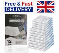 DOMIRA Vacuum Storage Bags - Space Saver Bags For Clothes, Duvets, Travel - Airtight Compression Seal - Reusable, Heavy Duty Vacuum Bags (S/M/L Mix, 12PK)