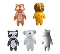 Domire Cute Animal Knobs Kids Handles Ceramic Knobs Kids Room Door Cabinet Knobs Lovely Cabinet Pulls Drawer Knobs for Kids, with Screws 5 Pcs, Cartoon Single Hole Ceramic Handle