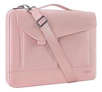 DOMISO 14 Inch Laptop Sleeve Bag Water Resistant Business Briefcase Carrying Shoulder Bag for MSI Prestige 14/Asus Chromebook/Dell Latitude/HP ProBook/MacBook/Acer Swift 3,Pink