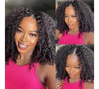 Domiso Curly Wig Part V Human Hair U Part Enhancement Human Hair Wigs for Black Women V Shape No Glue