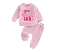 Domisola Baby Girl 1st Birthday Outfits In My One Year Old Era Long Sleeve Pullover Tops Shirt Pants Set Infant Fall Clothes (Pink, 12-18 Months)