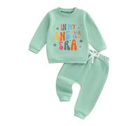 Domisola Baby Girl 1st Birthday Outfits In My One Year Old Era Long Sleeve Pullover Tops Shirt Pants Set Infant Fall Clothes (Green, 12-18 Months)